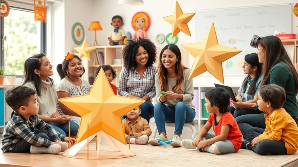 A group of children joyfully sitting together around a glowing star, sharing laughter and wonder in a magical setting.

The BEST Teacher Training Institute in Mumbai Borivali 